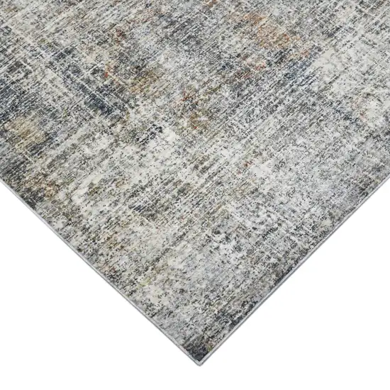 Gray and Orange Abstract Power Loom Area Rug Photo 3