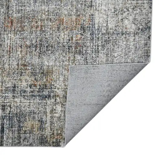 Gray and Orange Abstract Power Loom Area Rug Photo 4