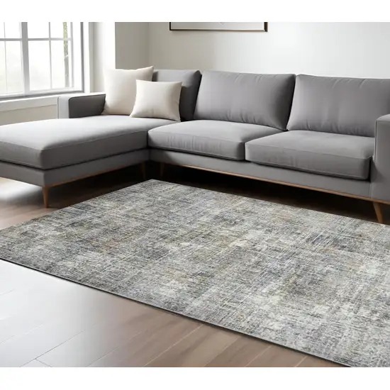 Ivory Navy and Gray Abstract Power Loom Area Rug Photo 1