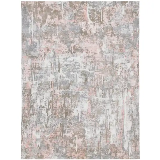 Gray and Pink Abstract Hand Loomed Area Rug Photo 2