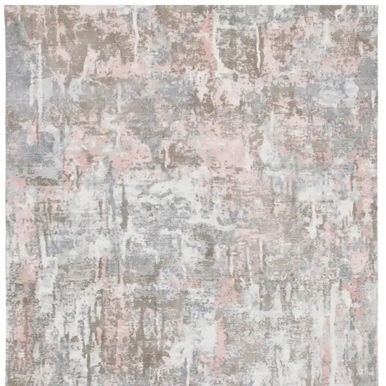 Gray and Pink Abstract Hand Loomed Area Rug Photo 7