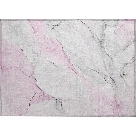 Gray and Pink Abstract Washable Non Skid Indoor Outdoor Area Rug Photo 2