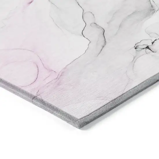 Gray and Pink Abstract Washable Non Skid Indoor Outdoor Area Rug Photo 5