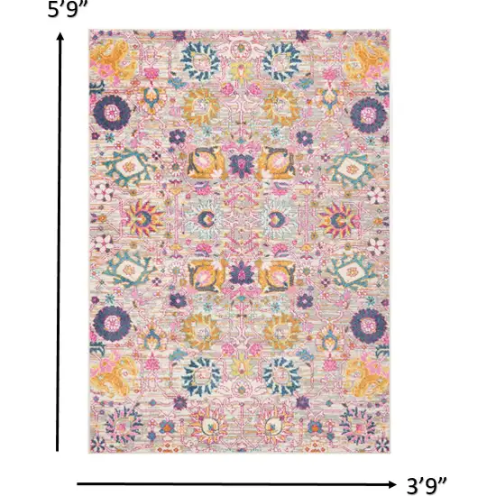 Gray and Pink Distressed Area Rug Photo 2