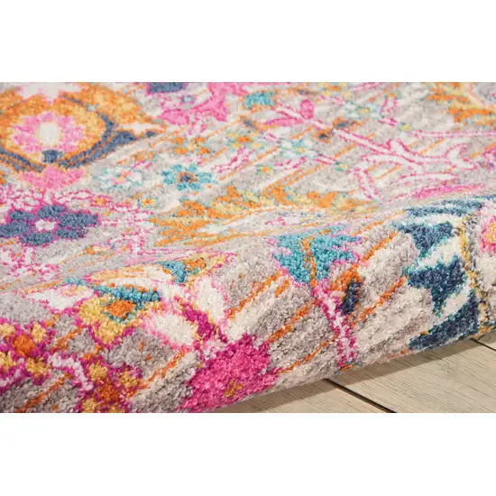 Silver Floral Power Loom Area Rug Photo 6