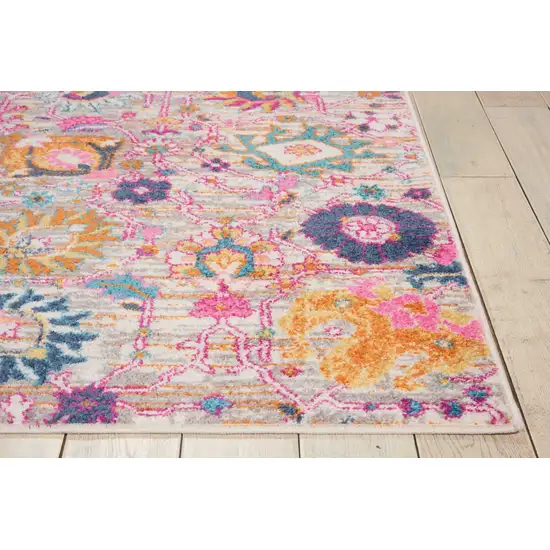 Gray and Pink Distressed Area Rug Photo 5