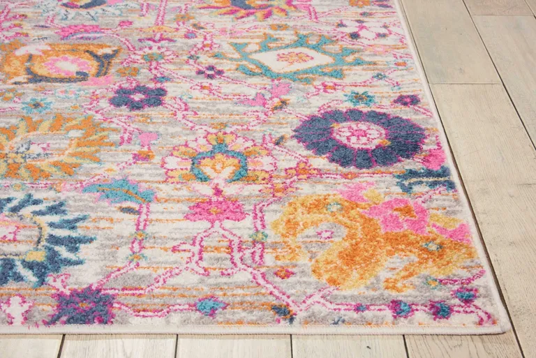 Gray and Pink Distressed Area Rug Photo 2