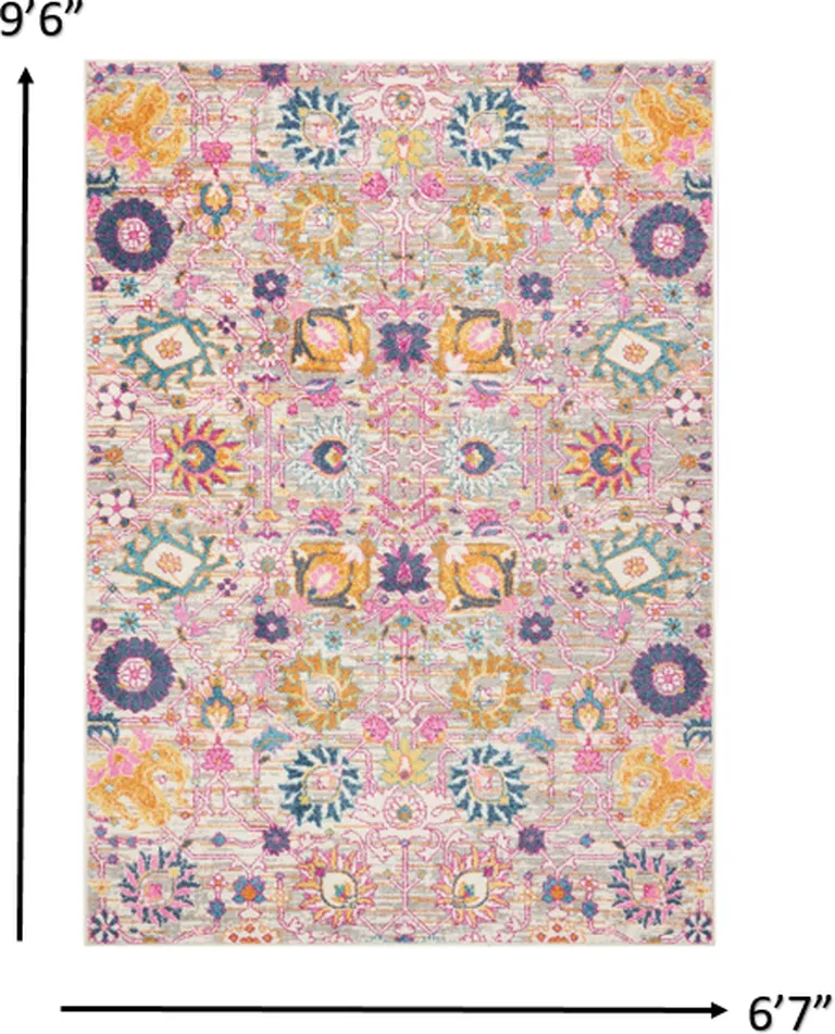 Gray and Pink Distressed Area Rug Photo 4