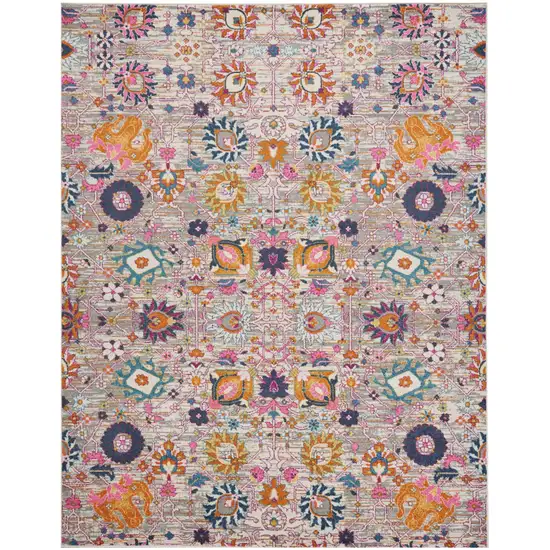 Gray and Pink Distressed Area Rug Photo 1