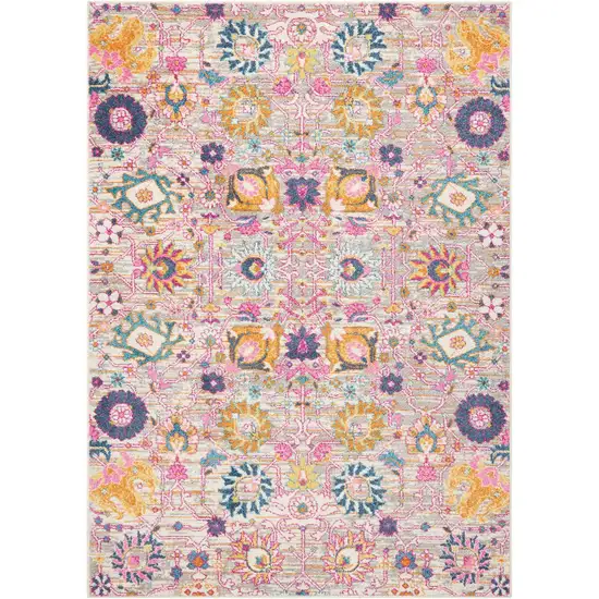 Gray and Pink Distressed Area Rug Photo 1