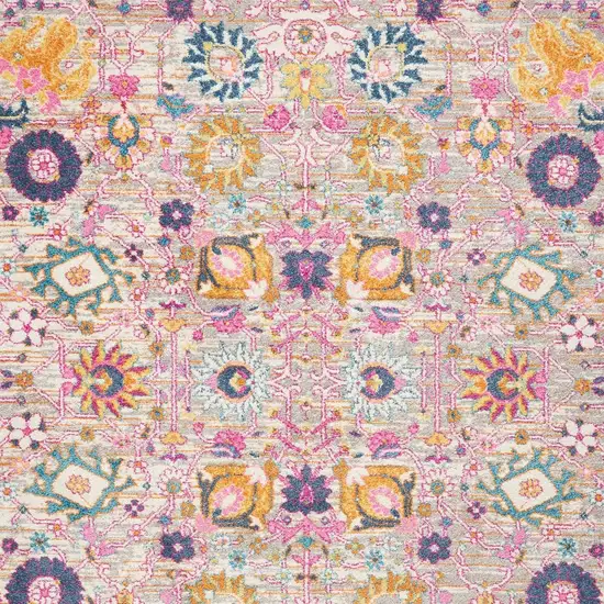 Gray and Pink Distressed Area Rug Photo 8