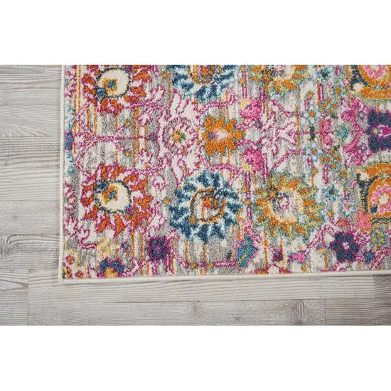 Gray and Pink Distressed Runner Rug Photo 3