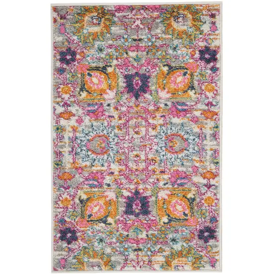 Gray and Pink Distressed Scatter Rug Photo 1