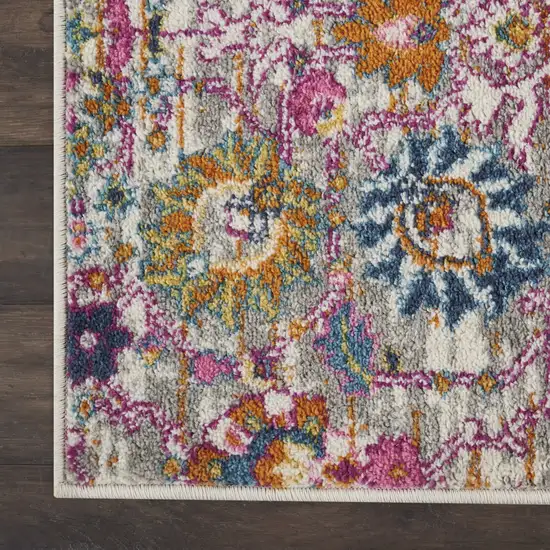 Silver Floral Power Loom Area Rug Photo 2