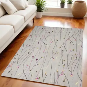 Photo of Gray and Pink Floral Power Loom Area Rug