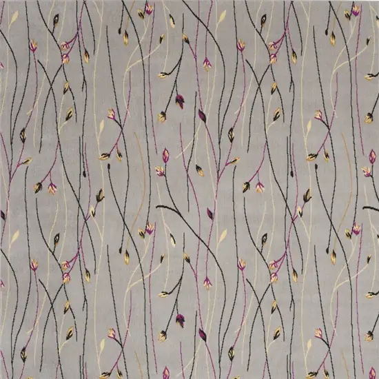 Gray and Pink Floral Power Loom Area Rug Photo 9