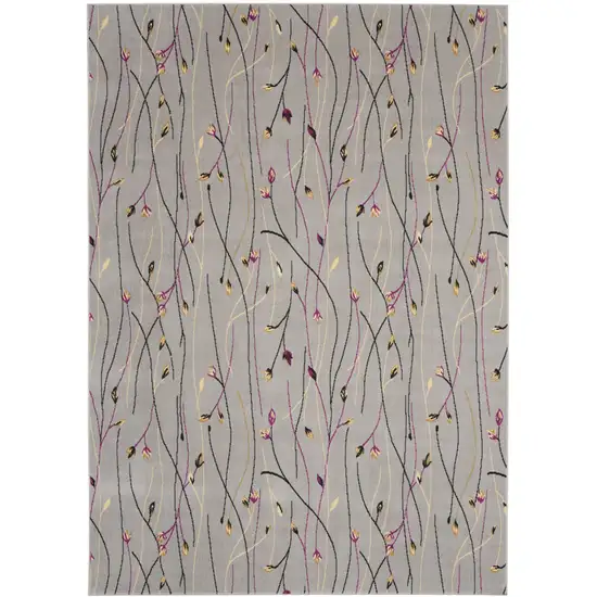 Gray and Pink Floral Power Loom Area Rug Photo 2