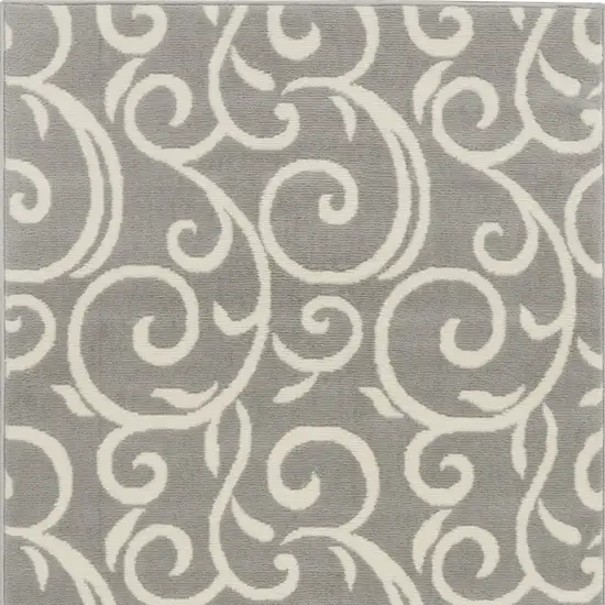 Gray and Pink Floral Vines Power Loom Area Rug Photo 4