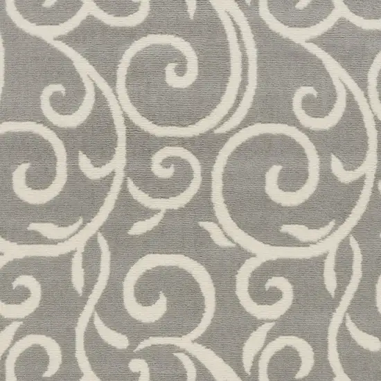 Gray and Pink Floral Vines Power Loom Area Rug Photo 3