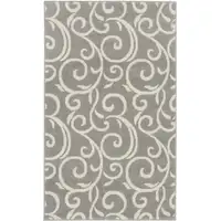 Photo of Gray and Pink Floral Vines Power Loom Area Rug