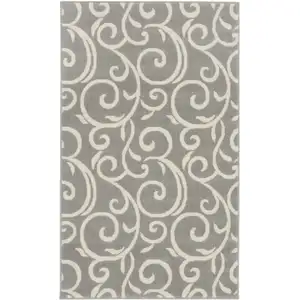 Photo of Gray and Pink Floral Vines Power Loom Area Rug