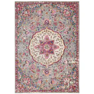 Photo of Gray and Pink Medallion Area Rug