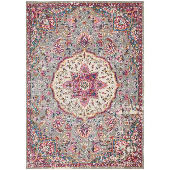 Pink And Gray Power Loom Area Rug Photo 1