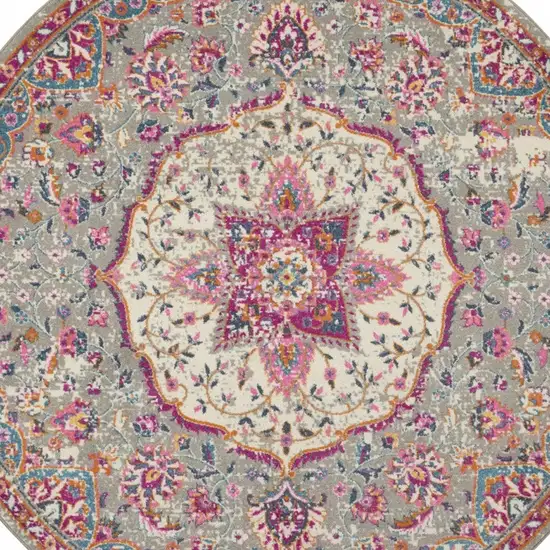 Gray and Pink Medallion Area Rug Photo 7