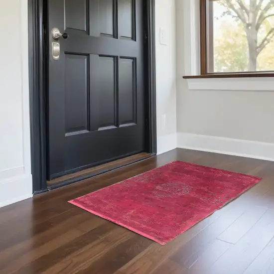 Gray and Pink Medallion Non Skid Area Rug Photo 1