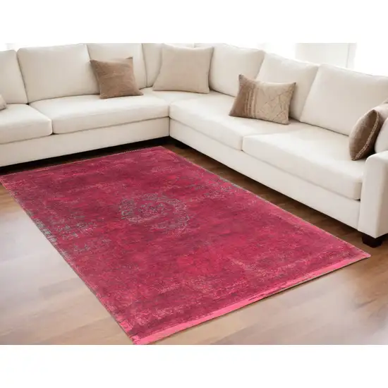 Gray and Pink Medallion Non Skid Area Rug Photo 1