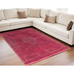 Photo of Gray and Pink Medallion Non Skid Area Rug