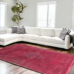 Photo of Gray and Pink Medallion Non Skid Area Rug