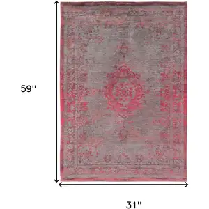 Photo of Gray and Pink Medallion Non Skid Area Rug