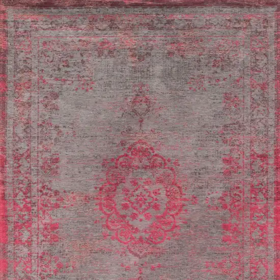 Gray and Pink Medallion Non Skid Area Rug Photo 5