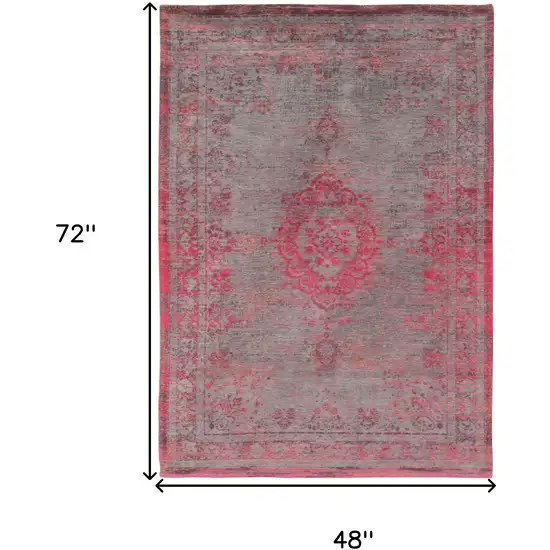 Gray and Pink Medallion Non Skid Area Rug Photo 3