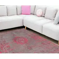 Photo of Gray and Pink Medallion Non Skid Area Rug