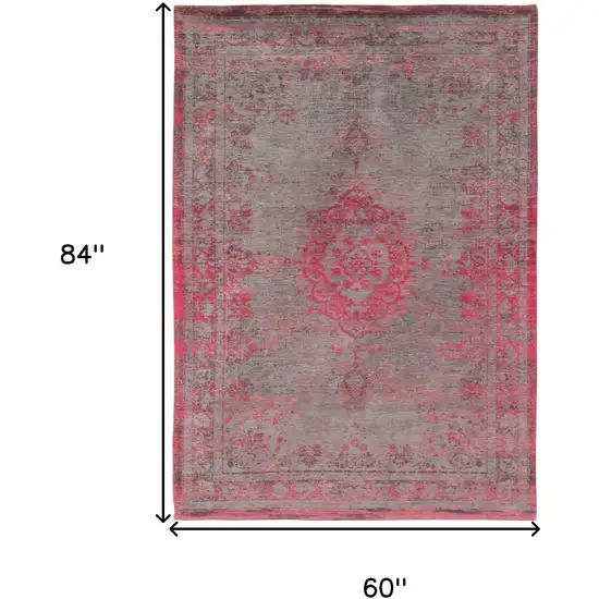 Gray and Pink Medallion Non Skid Area Rug Photo 3