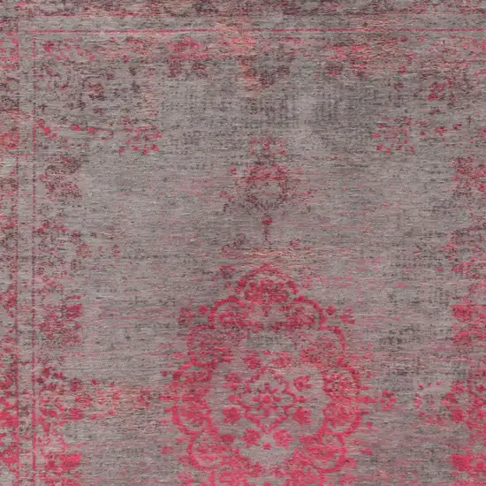 Gray and Pink Medallion Non Skid Area Rug Photo 5