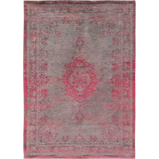 Gray and Pink Medallion Non Skid Area Rug Photo 2