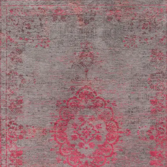 Gray and Pink Medallion Non Skid Area Rug Photo 5