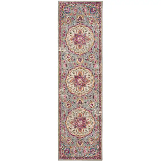 6' Pink And Gray Power Loom Runner Rug Photo 1