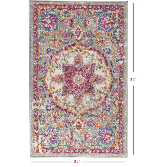 Gray and Pink Medallion Scatter Rug Photo 3