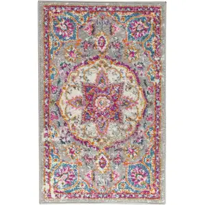 Photo of Gray and Pink Medallion Scatter Rug