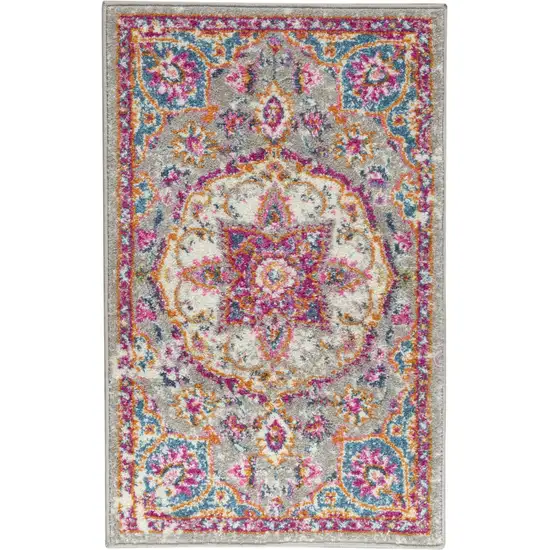 Gray and Pink Medallion Scatter Rug Photo 1