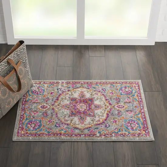 Gray and Pink Medallion Scatter Rug Photo 6