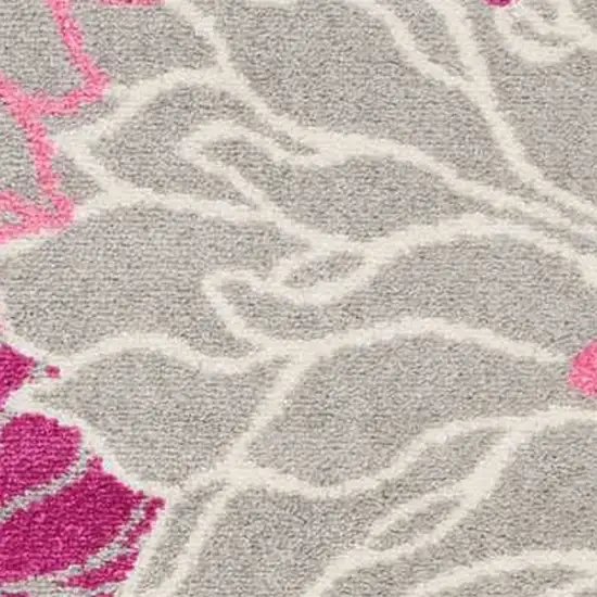 Gray And Pink Floral Area Rug Photo 5