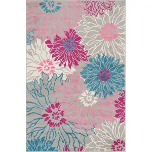 Photo of Gray and Pink Tropical Flower Area Rug