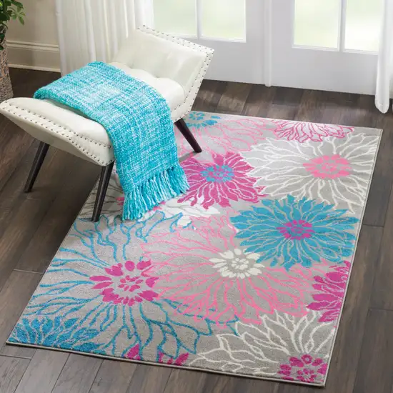 Gray Floral Dhurrie Area Rug Photo 6