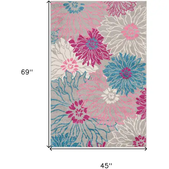 Gray And Pink Floral Area Rug Photo 9