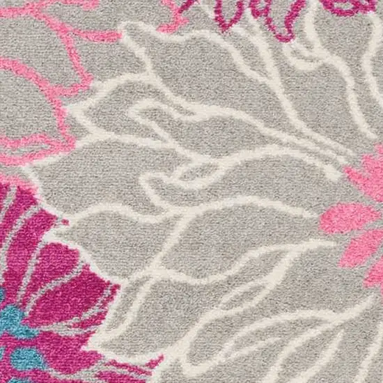 Gray And Pink Floral Area Rug Photo 6